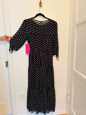 Betsey Johnson Black and White Polka Dot Maxi Dress